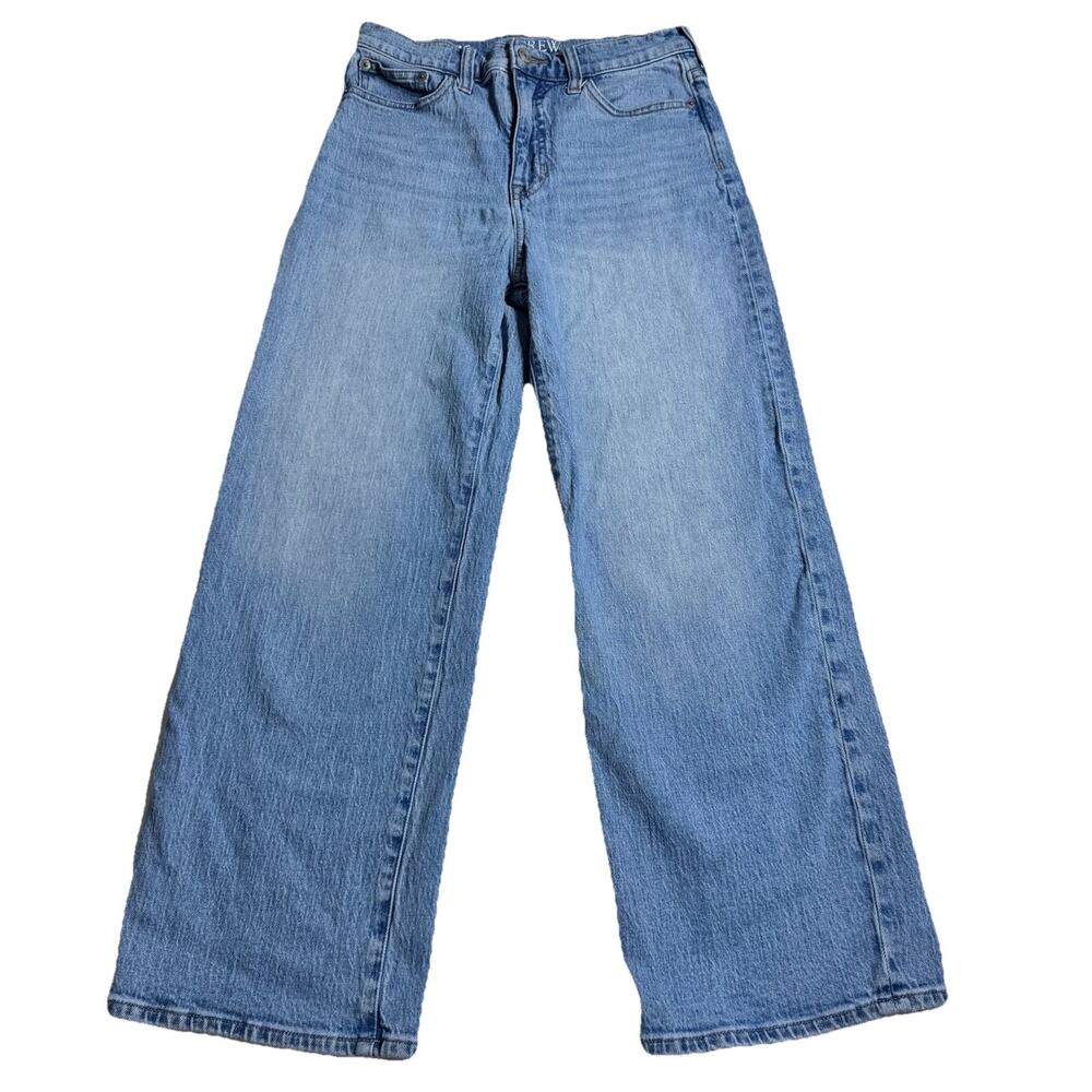 J.Crew Slim Wide Leg Jeans Womens 26 Light Wash High Rise Denim Cropped Pants